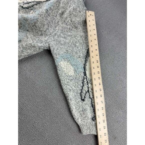 Vintage Roberta Frost Sweater Women S Gray 100% Virgin Wool Hand Knitted Penguin - Picture 7 of 8